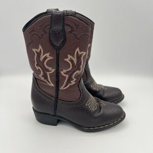 Flex Trail Colt Jr. Cowboy Boots Kids Brown Youth 10 M Leather‎ Boots